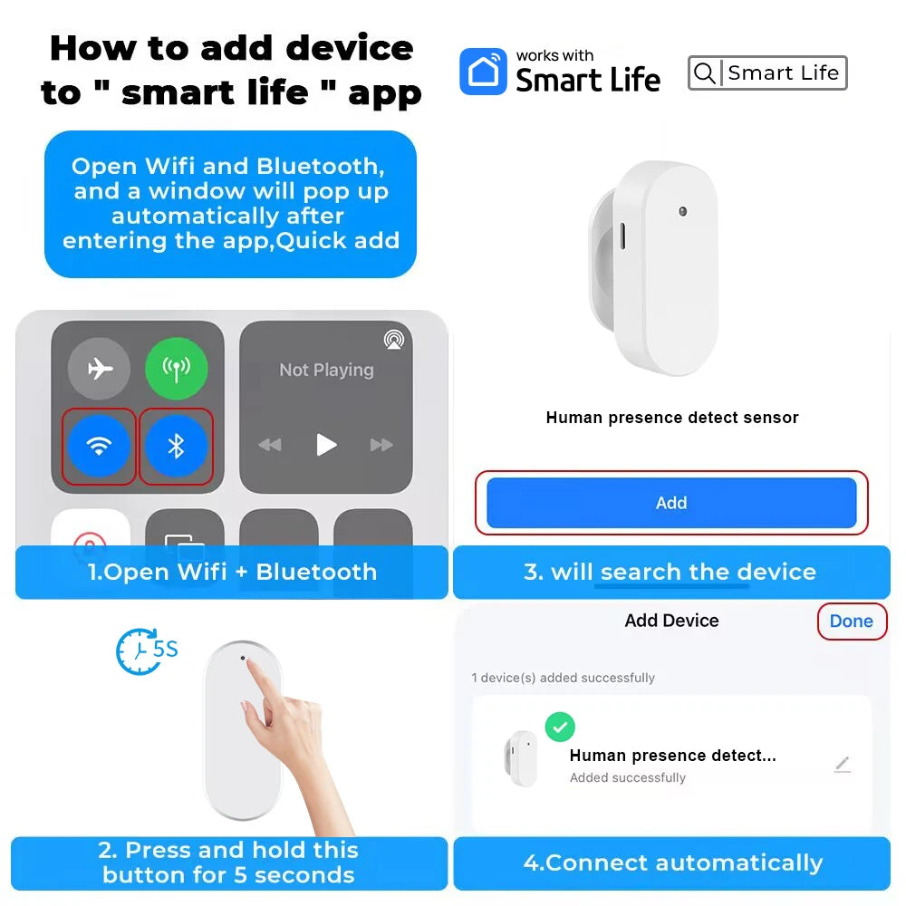 Wireless Motion Sensor Alarm (USB Charging)
