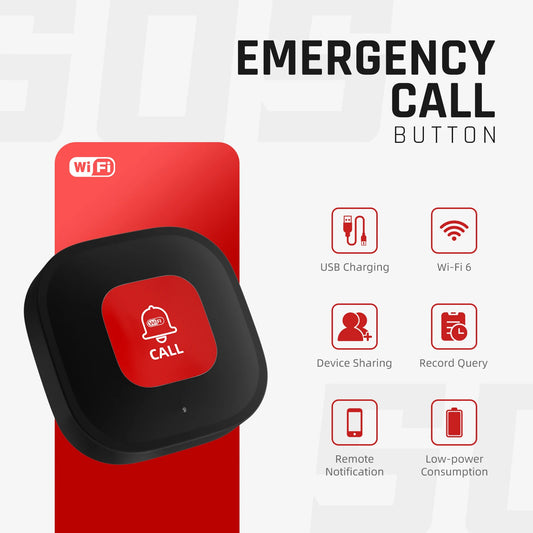 Tuya Smart WiFi SOS Panic Button – Rechargeable Emergency Alarm for Elderly, Pregnant Women, and Children with App Alert Notifications