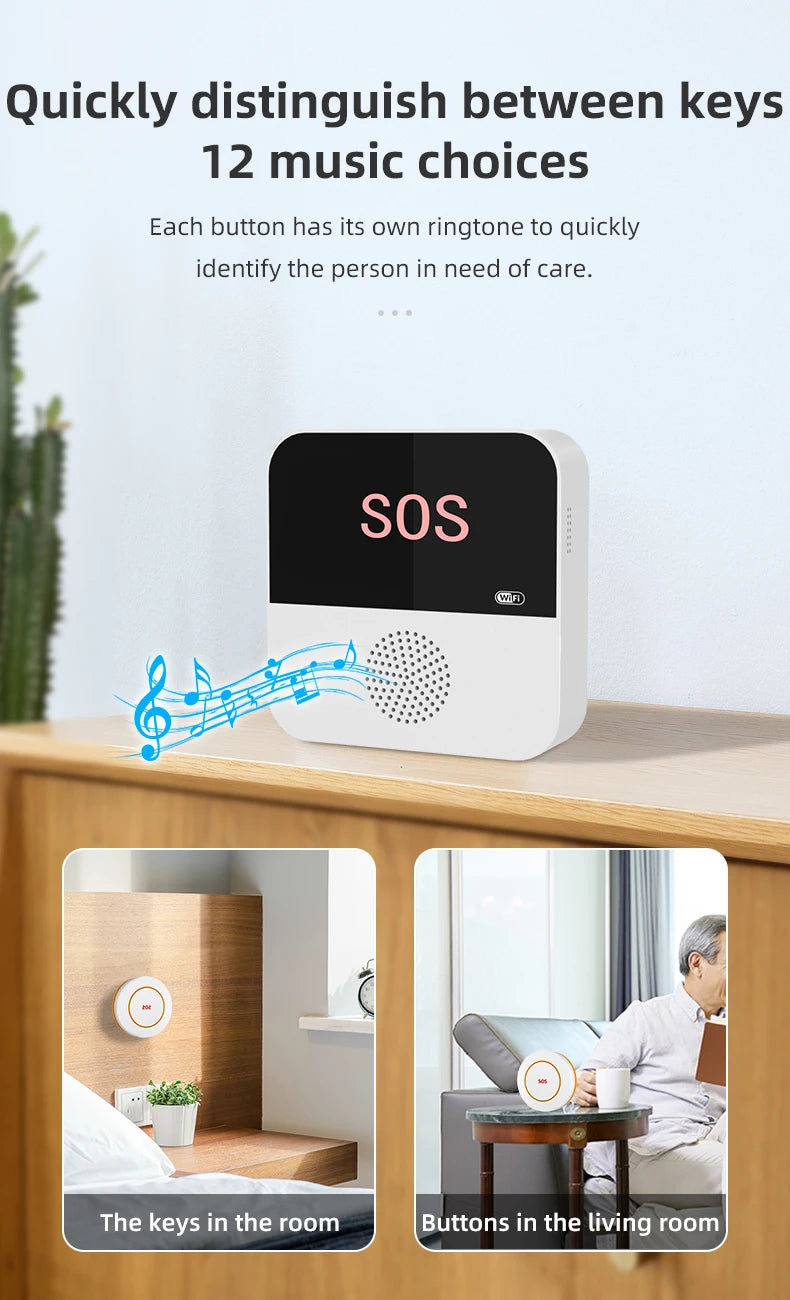 Tuya Smart WiFi Caregiver Pager – SOS Call Button Emergency Medical Alert System for Seniors and Patients