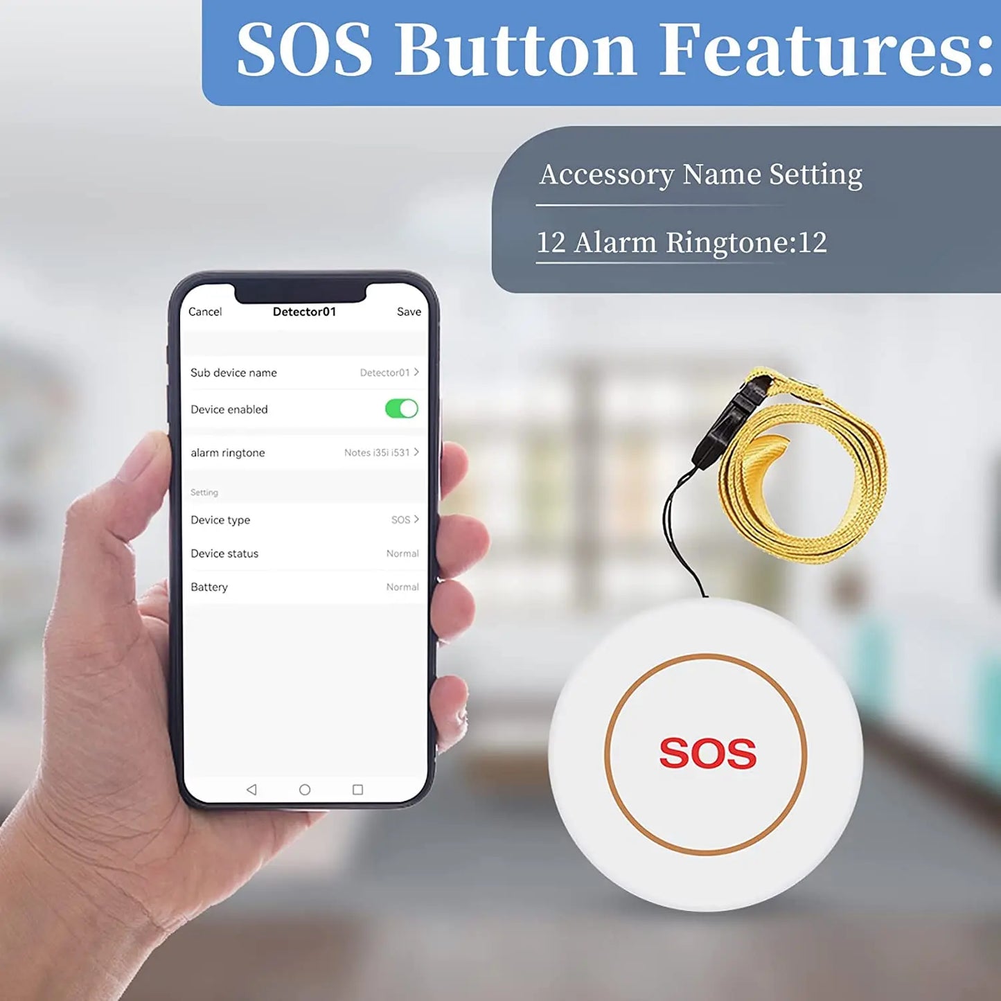 Tuya Smart WiFi Caregiver Pager – SOS Call Button Emergency Medical Alert System for Seniors and Patients