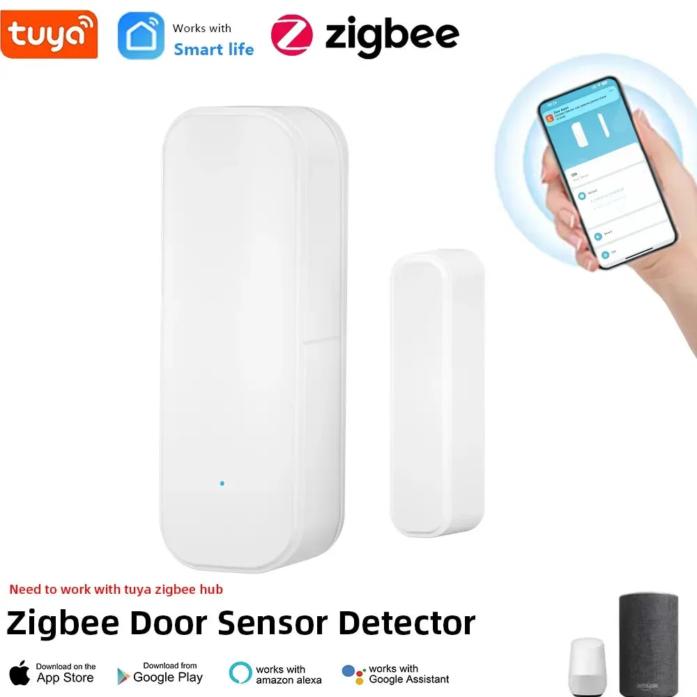 Tuya Zigbee Door and Window Magnetic Sensor – Wireless Home Security Detector (Requires Tuya Zigbee Gateway Hub)